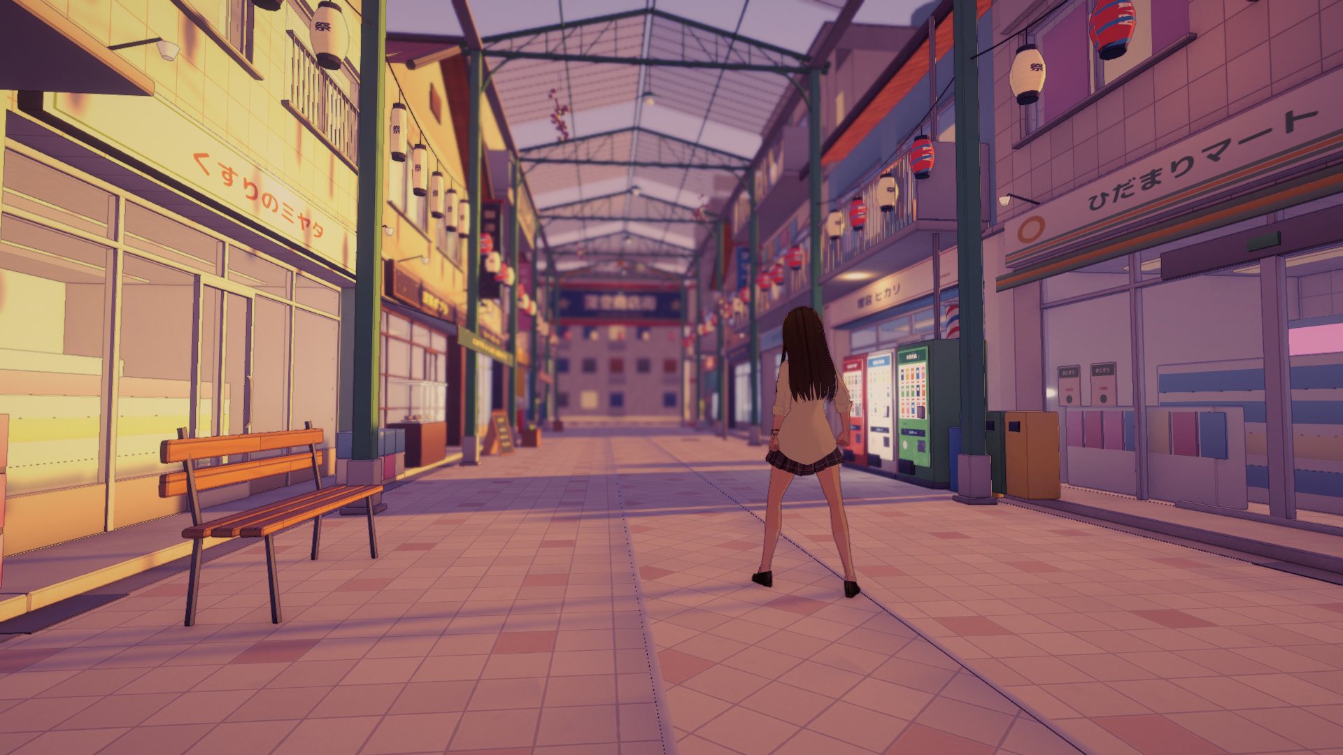 Golden hour · shopping arcade